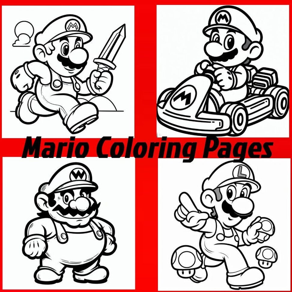 65 páginas para colorear de Super Mario Bros, libro para colorear ...